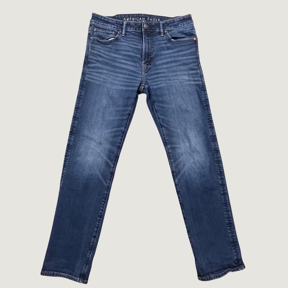 American Eagle Airflex+ Original Straight Jeans Mens 33x32 Medium Wash Stretch